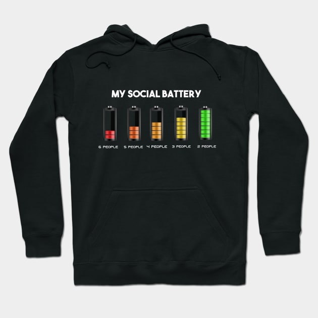 my social battery, funny social battery Hoodie by Duodesign